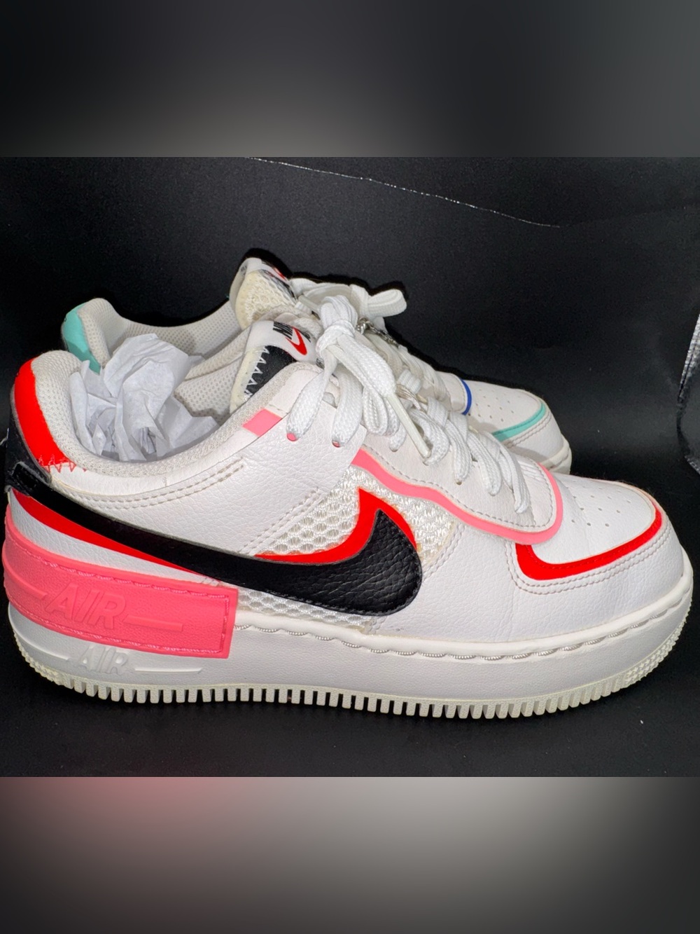 Nike Air Force 1 Shadow White Multi-Color Leather Sneakers Women’s 7 - Picture 8 of 17